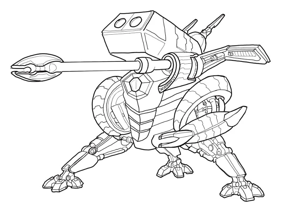 Ink sketch of the Mech Marksman walker