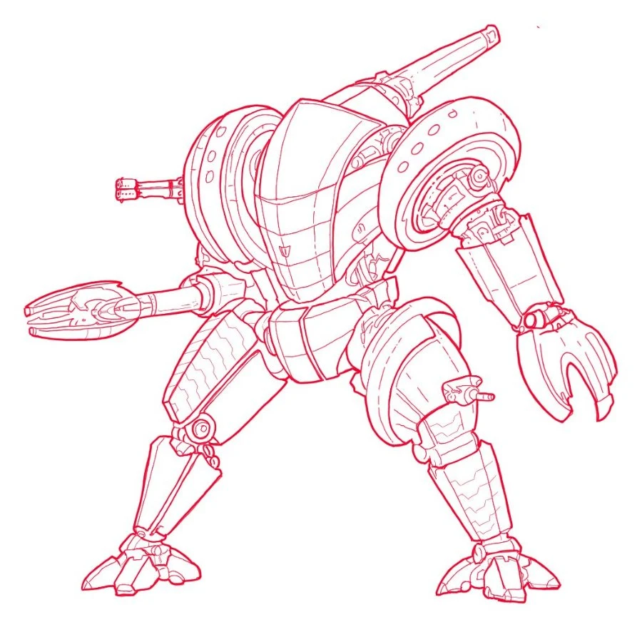 Red-line sketch of the Mega Walker